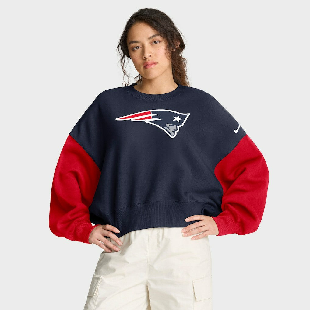 New England Patriots Nike Women's Oversized Color-Block Pullover Sweatshirt