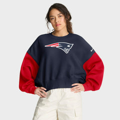 New England Patriots Nike Women's Oversized Color-Block Pullover Sweatshirt