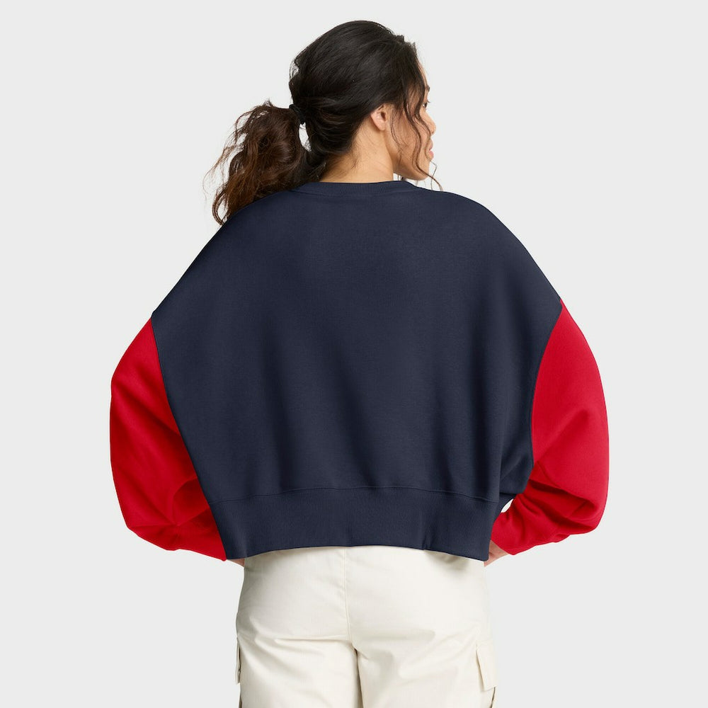 New England Patriots Nike Women's Oversized Color-Block Pullover Sweatshirt