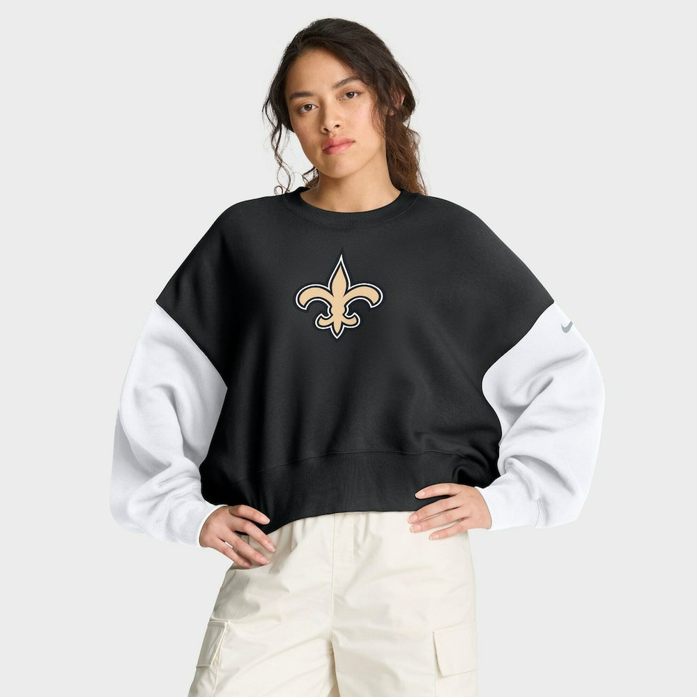 New Orleans Saints Nike Women's Oversized Color-Block Pullover Sweatshirt