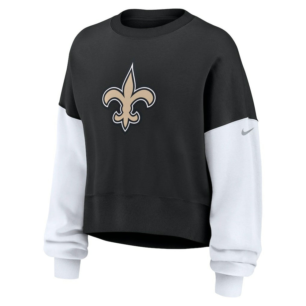 New Orleans Saints Nike Women's Oversized Color-Block Pullover Sweatshirt