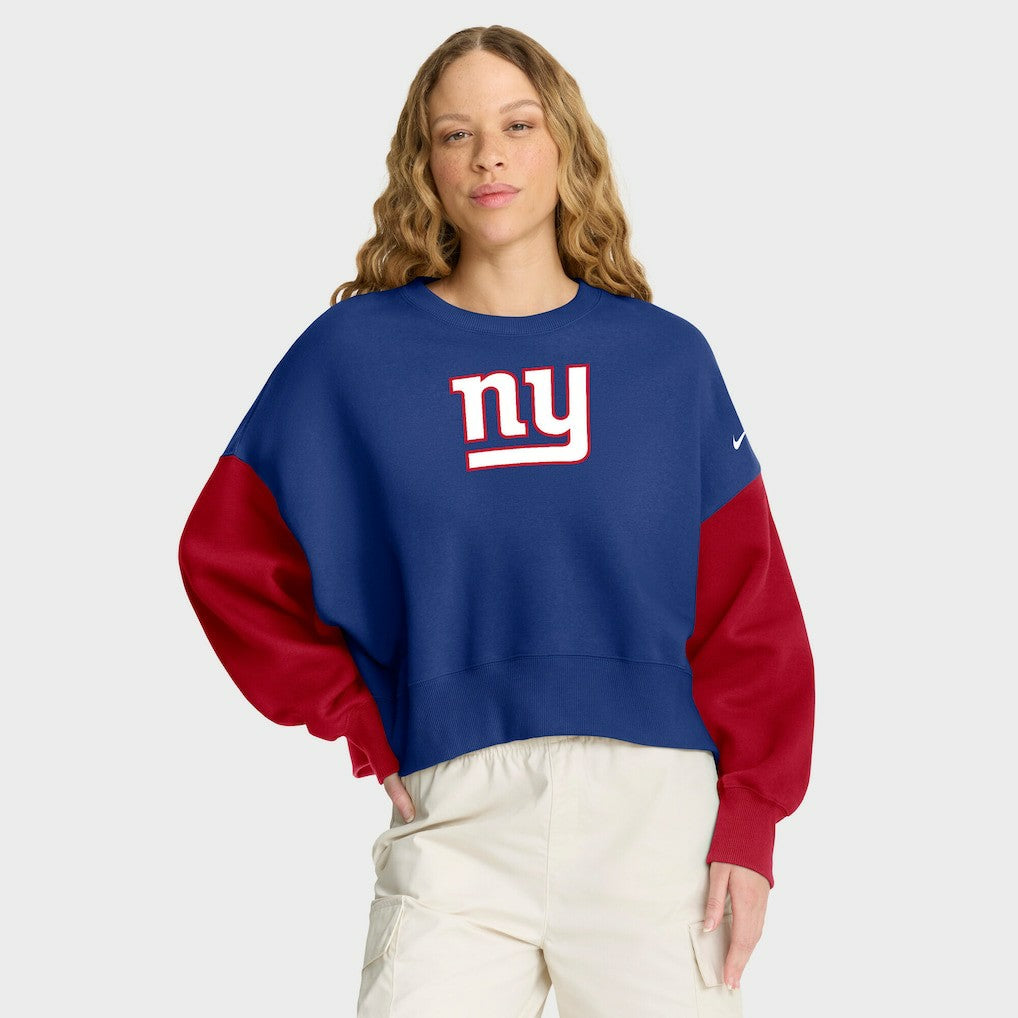 New York Giants Nike Women's Oversized Color-Block Pullover Sweatshirt
