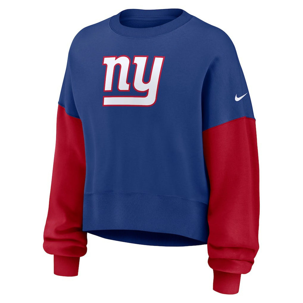 New York Giants Nike Women's Oversized Color-Block Pullover Sweatshirt