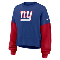 New York Giants Nike Women's Oversized Color-Block Pullover Sweatshirt