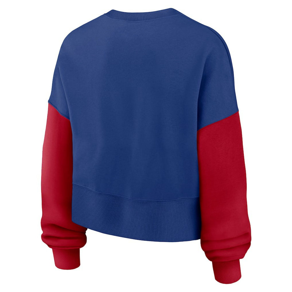 New York Giants Nike Women's Oversized Color-Block Pullover Sweatshirt