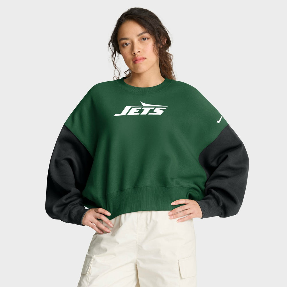New York Jets Nike Women's Oversized Color-Block Pullover Sweatshirt