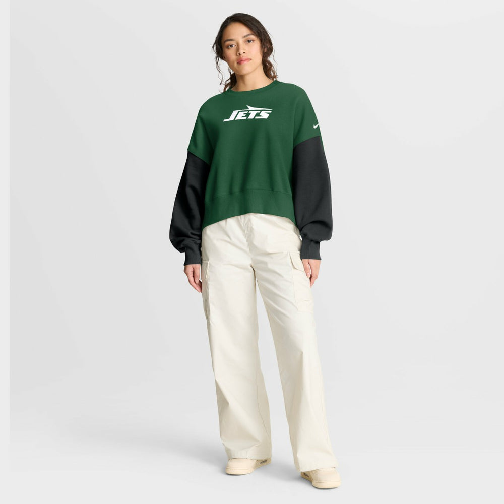 New York Jets Nike Women's Oversized Color-Block Pullover Sweatshirt