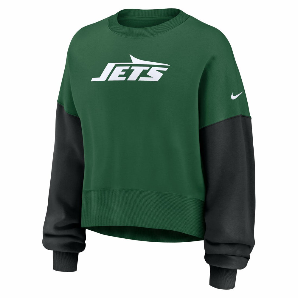 New York Jets Nike Women's Oversized Color-Block Pullover Sweatshirt