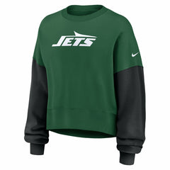 New York Jets Nike Women's Oversized Color-Block Pullover Sweatshirt