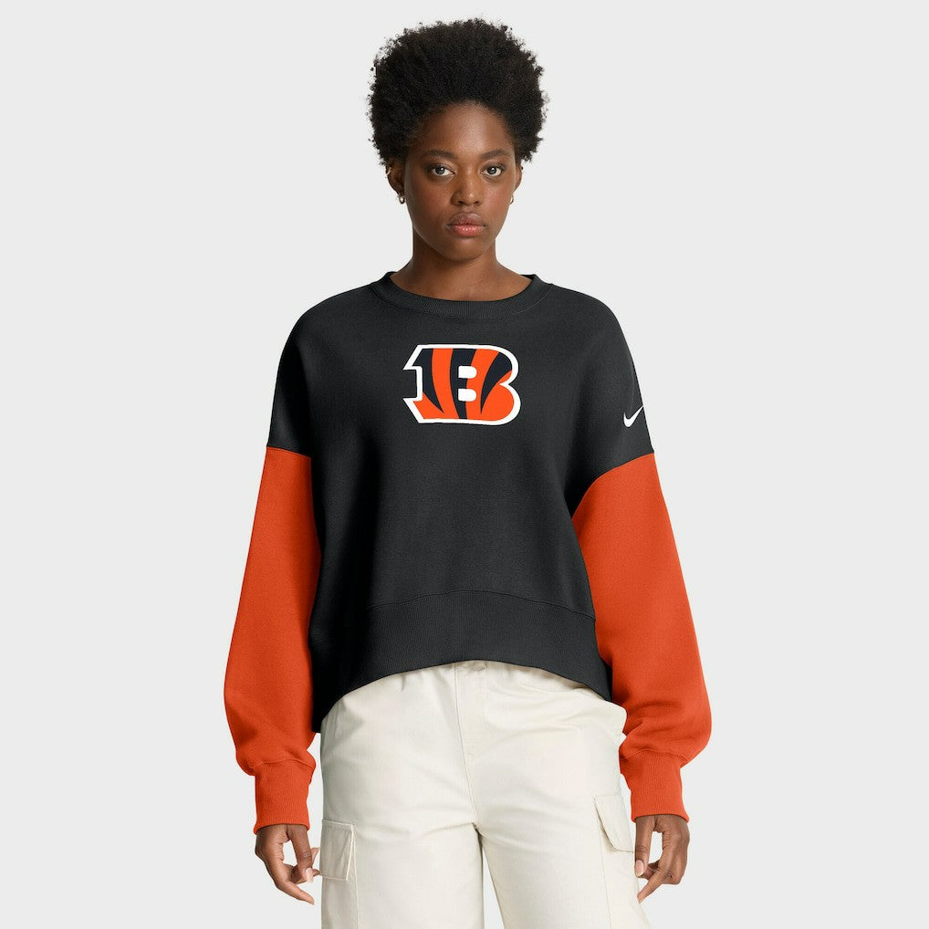 Cincinnati Bengals Nike Women's Oversized Color-Block Pullover Sweatshirt