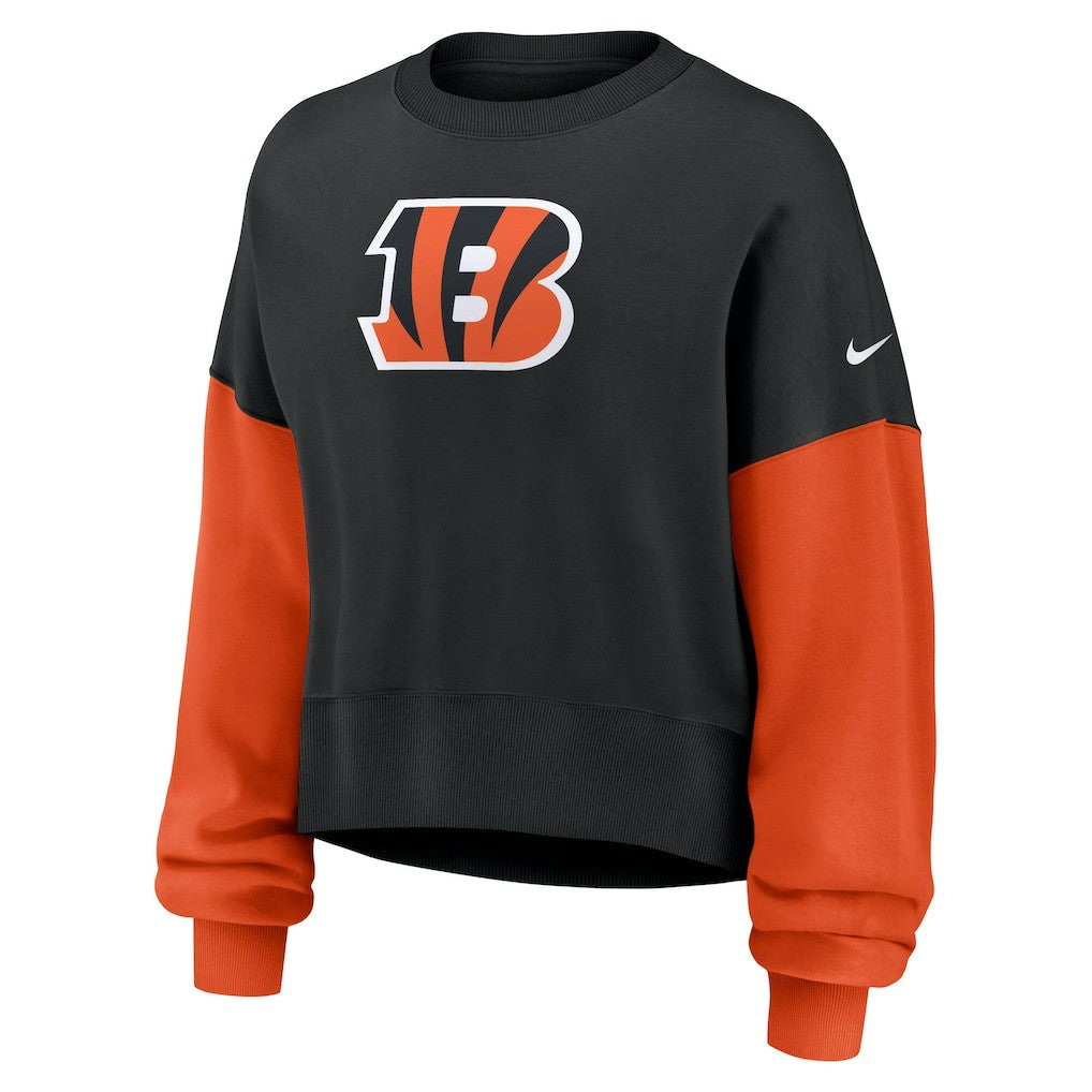 Cincinnati Bengals Nike Women's Oversized Color-Block Pullover Sweatshirt