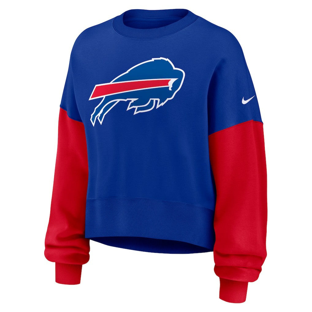 Buffalo Bills Nike Women's Oversized Color-Block Pullover Sweatshirt