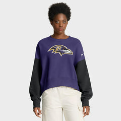 Baltimore Ravens Nike Women's Oversized Color-Block Pullover Sweatshirt