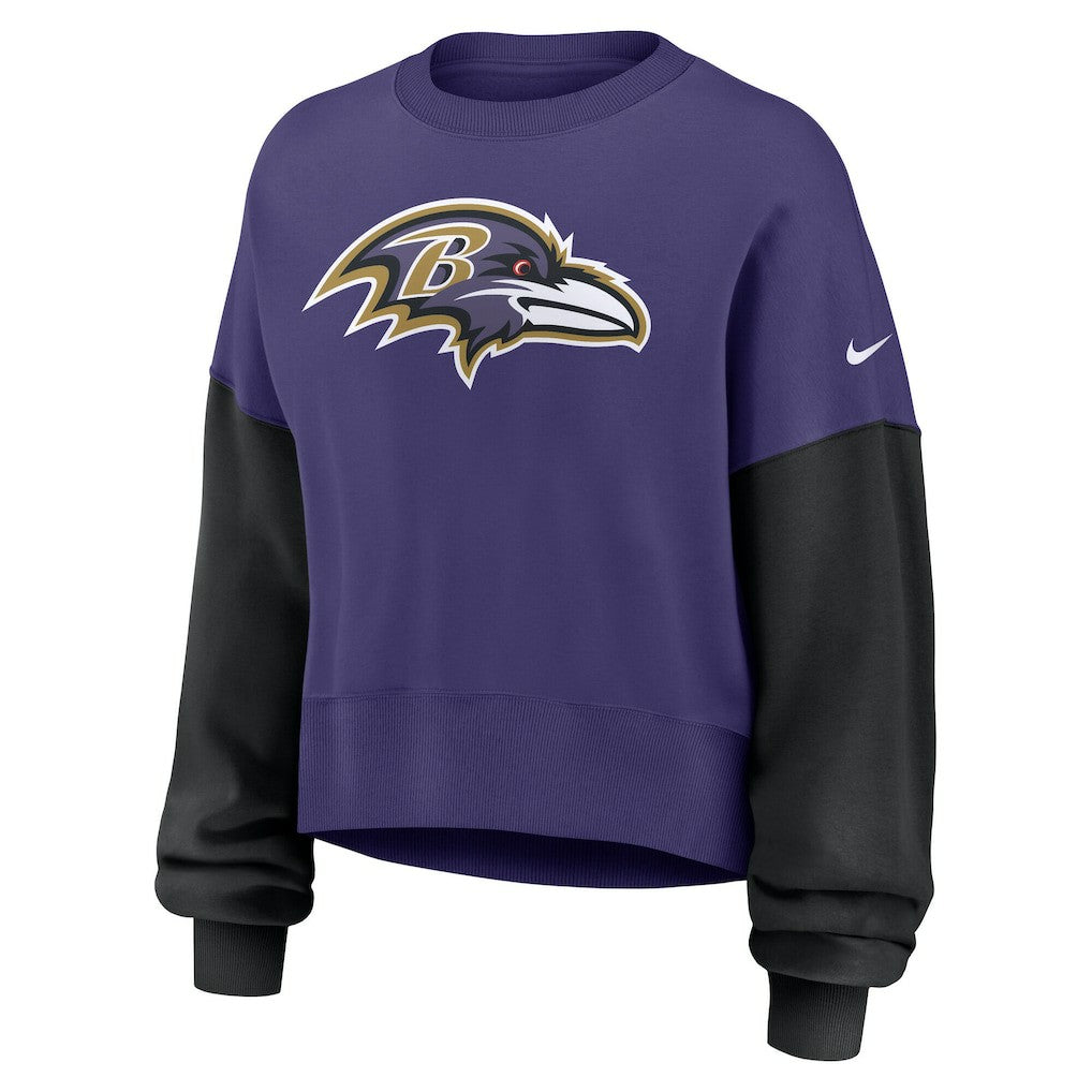 Baltimore Ravens Nike Women's Oversized Color-Block Pullover Sweatshirt