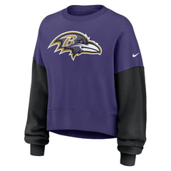 Baltimore Ravens Nike Women's Oversized Color-Block Pullover Sweatshirt