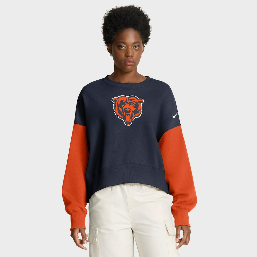 Chicago Bears Nike Women's Oversized Color-Block Pullover Sweatshirt