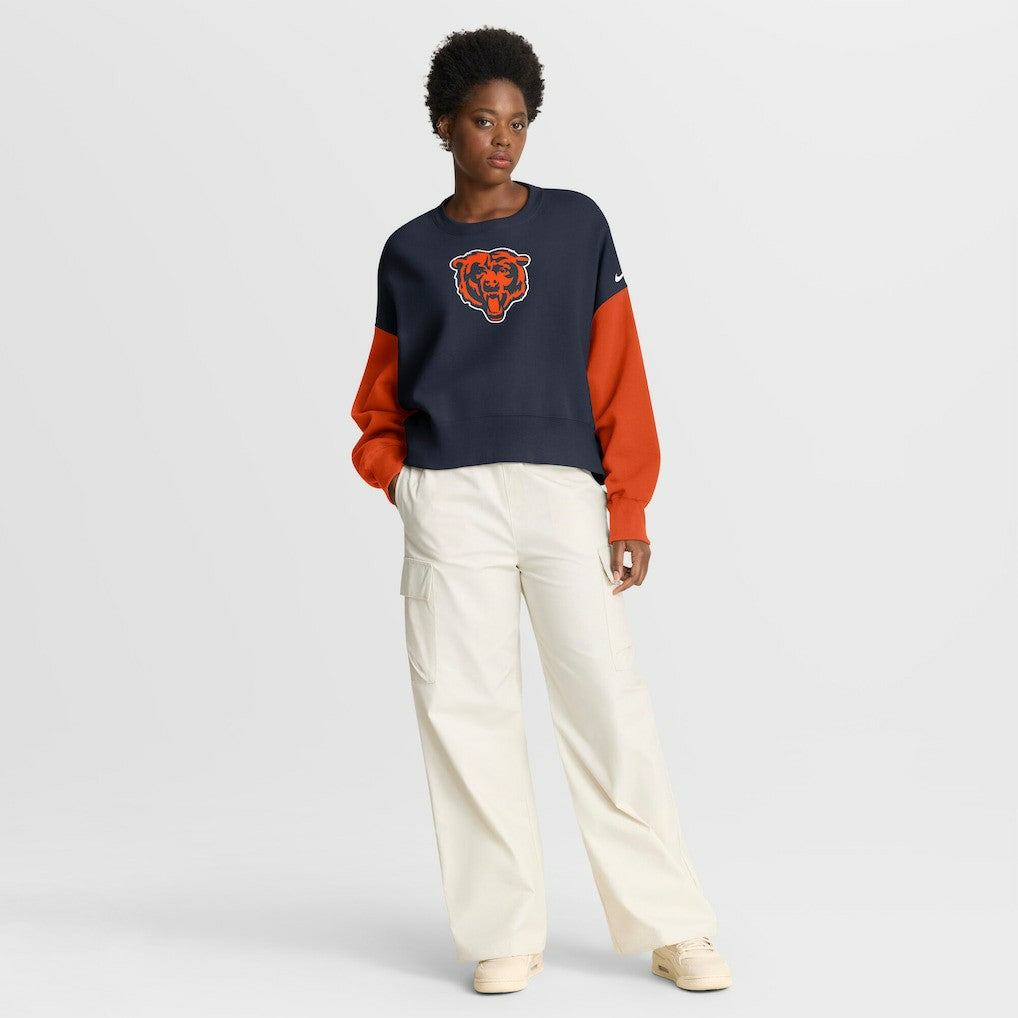 Chicago Bears Nike Women's Oversized Color-Block Pullover Sweatshirt