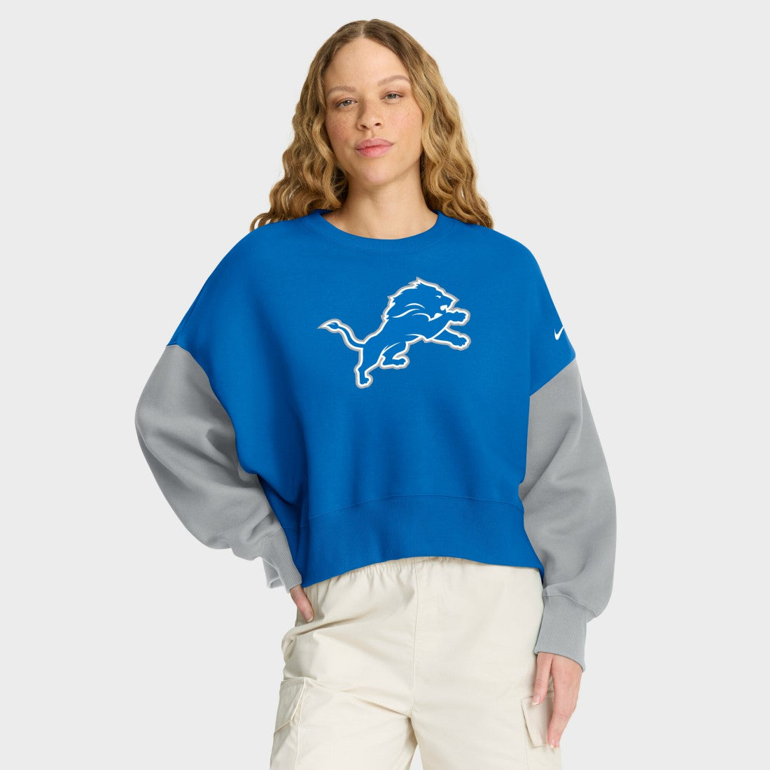 Detroit Lions Nike Women's Oversized Color-Block Pullover Sweatshirt