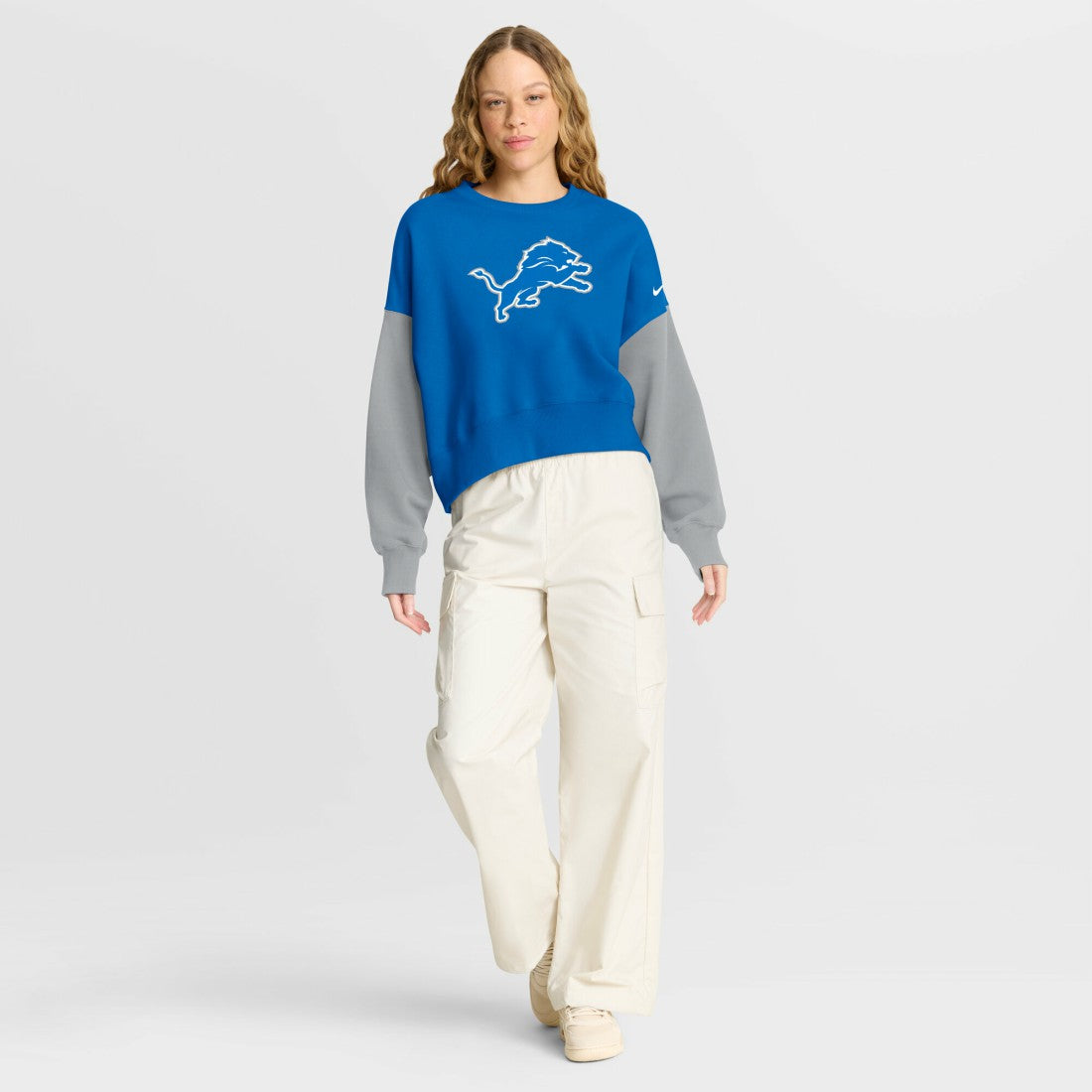 Detroit Lions Nike Women's Oversized Color-Block Pullover Sweatshirt