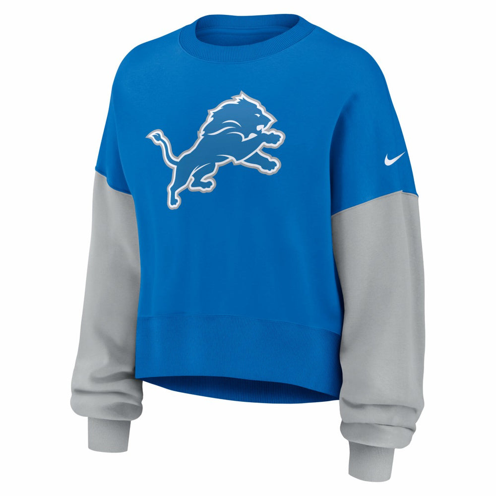 Detroit Lions Nike Women's Oversized Color-Block Pullover Sweatshirt