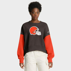 Cleveland Browns Nike Women's Oversized Color-Block Pullover Sweatshirt