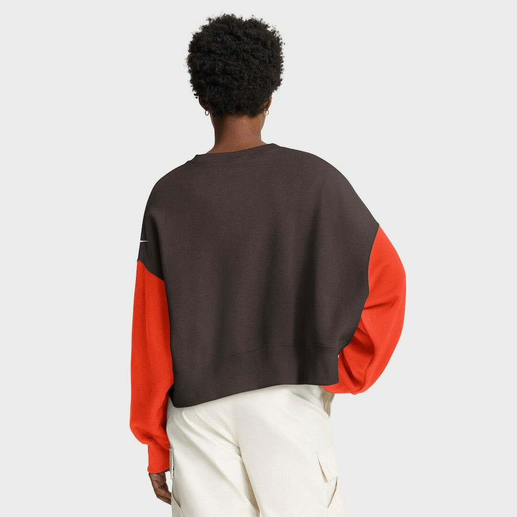 Cleveland Browns Nike Women's Oversized Color-Block Pullover Sweatshirt