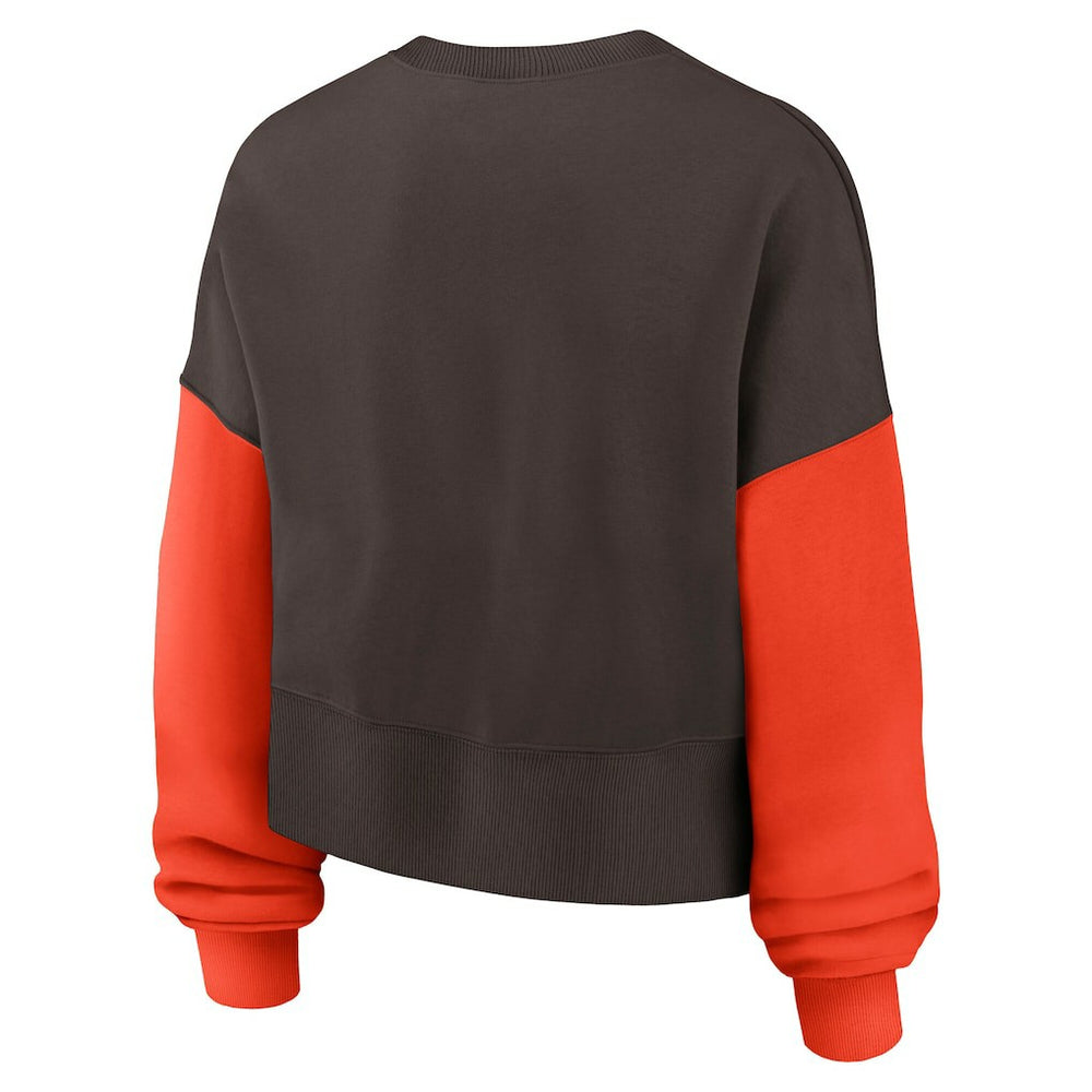 Cleveland Browns Nike Women's Oversized Color-Block Pullover Sweatshirt