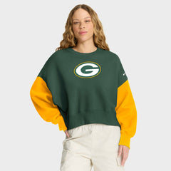 Green Bay Packers Nike Women's Oversized Color-Block Pullover Sweatshirt