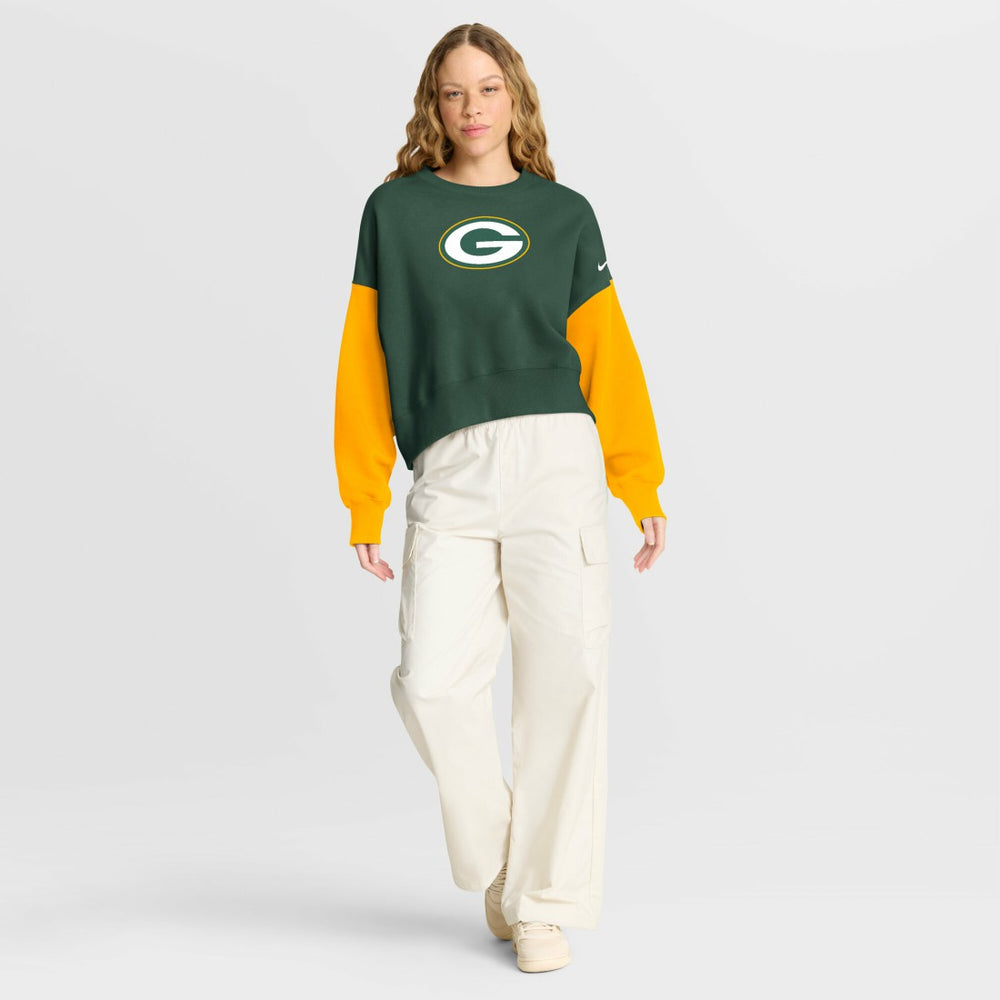 Green Bay Packers Nike Women's Oversized Color-Block Pullover Sweatshirt