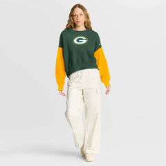 Green Bay Packers Nike Women's Oversized Color-Block Pullover Sweatshirt