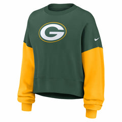 Green Bay Packers Nike Women's Oversized Color-Block Pullover Sweatshirt