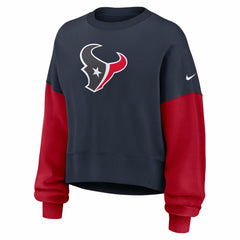Houston Texans Nike Women's Oversized Color-Block Pullover Sweatshirt