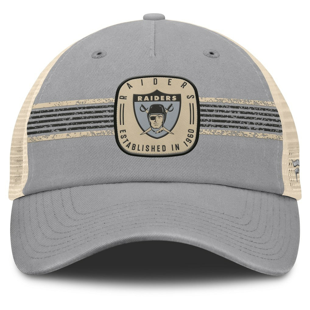 Las Vegas Raiders Fanatics Heritage Bootleg Trucker Adjustable Hat