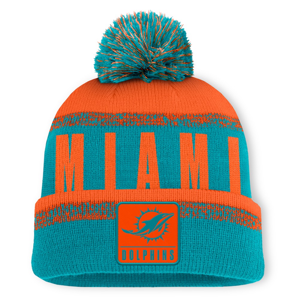 Miami Dolphins Fanatics Play Action Cuffed Knit Hat with Pom