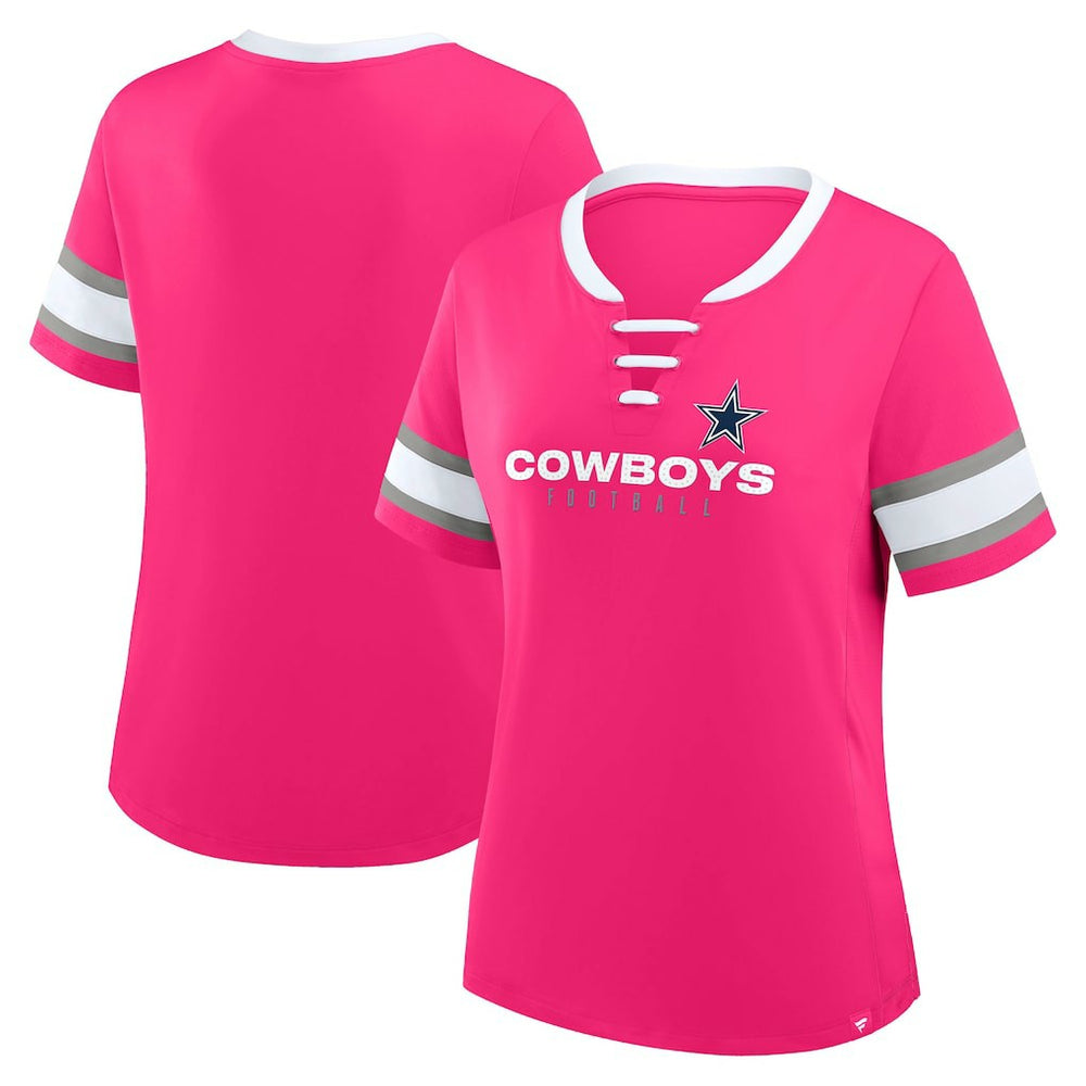 Dallas Cowboys Fanatics Women's Redzone Draw Play Athena Lace-Up T-Shirt