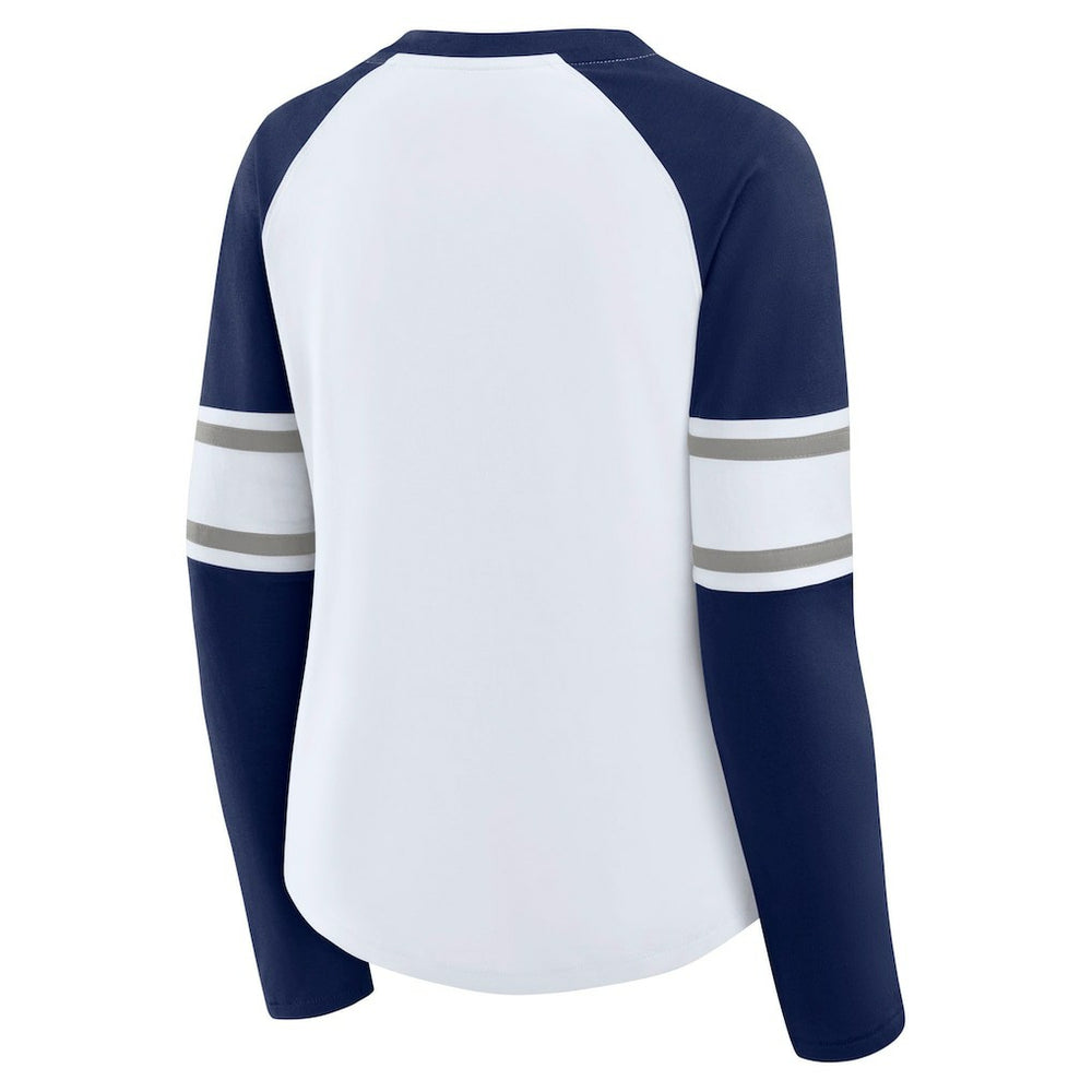 Dallas Cowboys Fanatics Women's Redzone Blitz Package Raglan Lace-Up V-Neck Long Sleeve T-Shirt