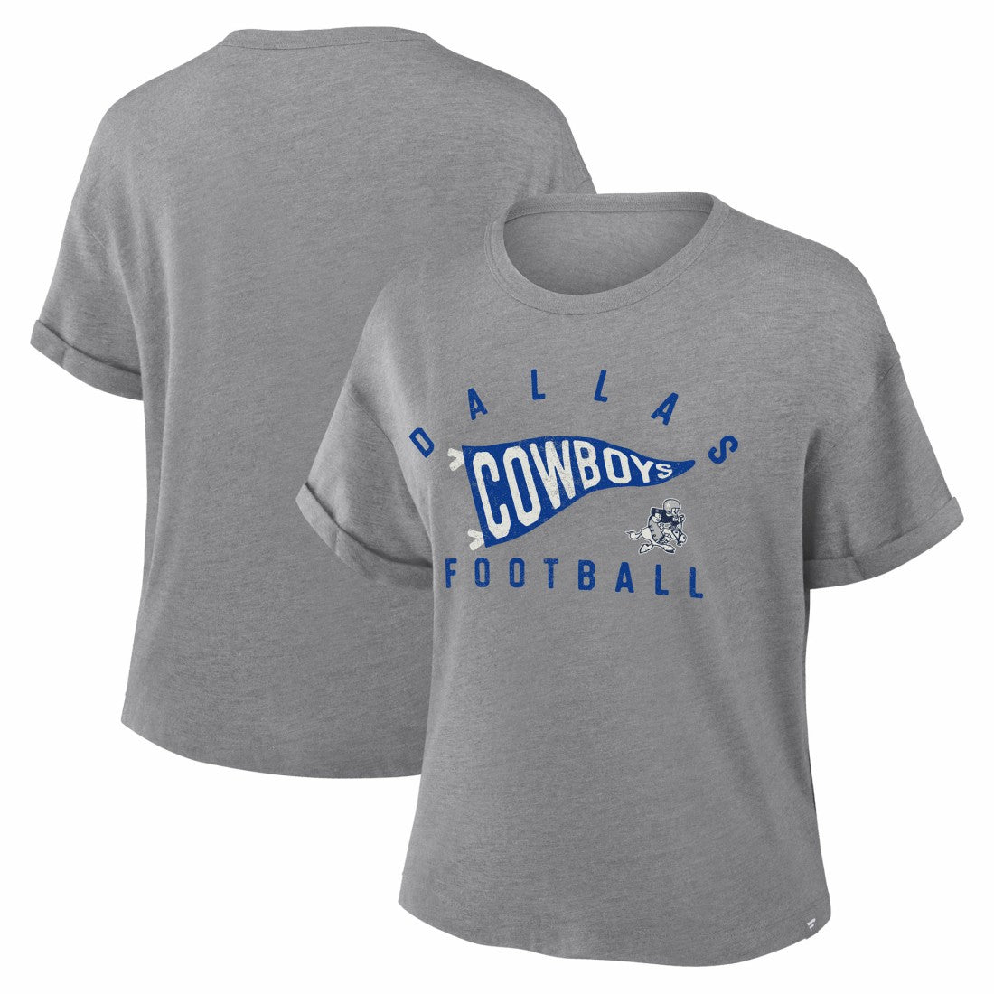 Dallas Cowboys Fanatics Women's Pennant Wave Tribute Tri-Blend Boxy T-Shirt