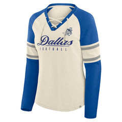Dallas Cowboys Fanatics Women's Hometown Gridiron Hero Raglan Lace-Up V-Neck Long Sleeve T-Shirt