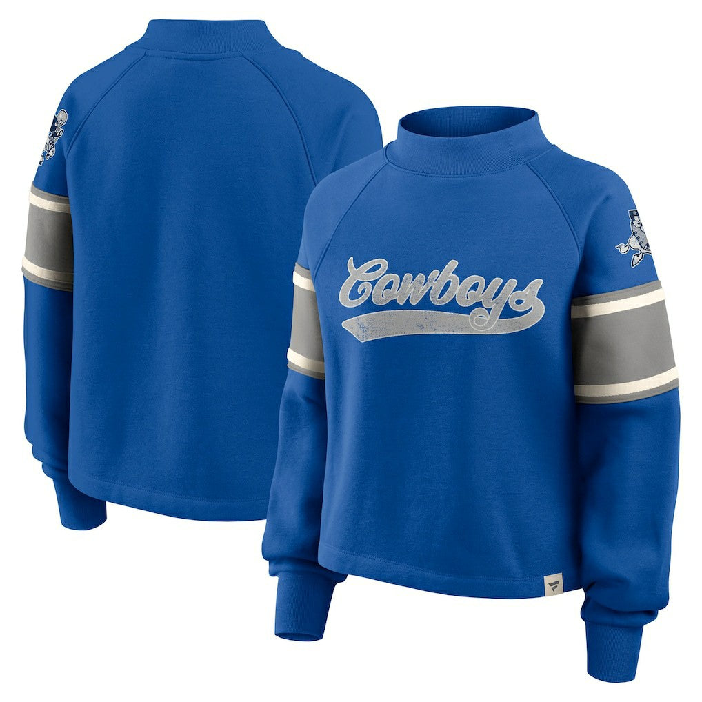 Dallas Cowboys Fanatics Oversized Hometown Toss Sweep Mock Neck Pullover