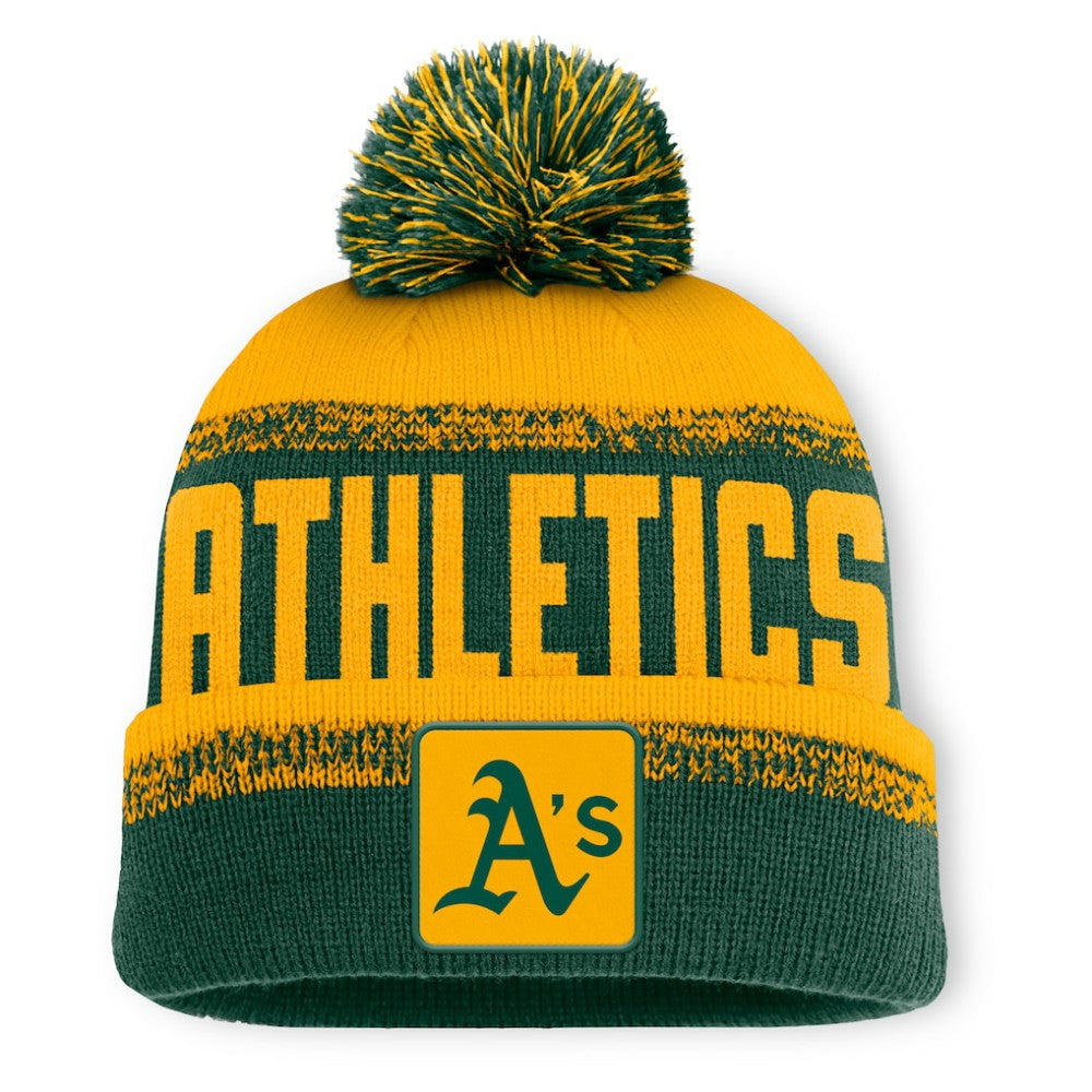 Athletics Fanatics No-Doubter Cuffed Knit Hat with Pom | MLB For sale