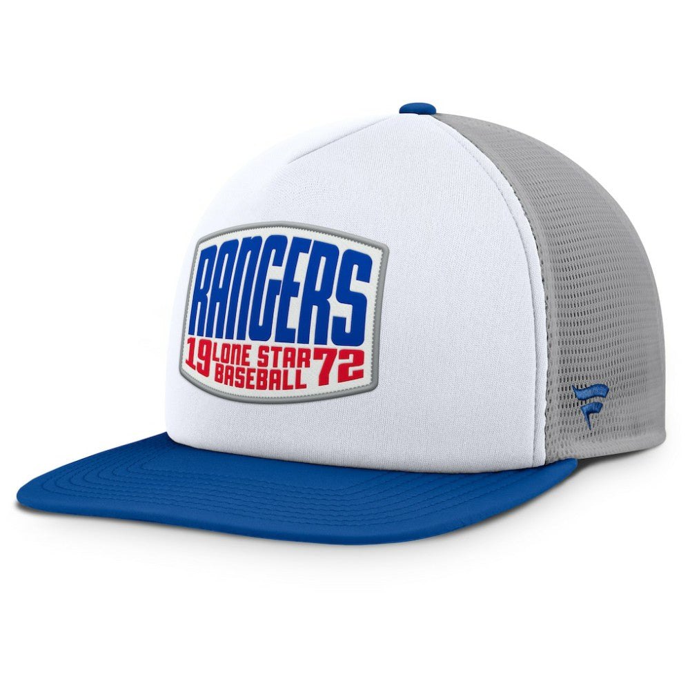 Texas Rangers Fanatics Cranked Foam Front Patch Trucker Adjustable Hat | MLB Near me