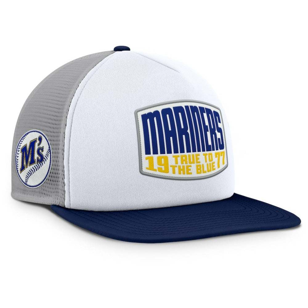 Seattle Mariners Fanatics Cranked Foam Front Patch Trucker Adjustable Hat | MLB Sale