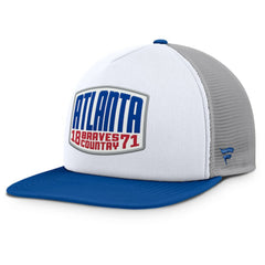 Atlanta Braves Fanatics Cranked Foam Front Patch Trucker Adjustable Hat | MLB Outlet