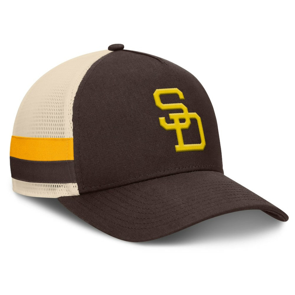 San Diego Padres Fanatics Inherited Side Stripe Trucker Adjustable Hat | MLB Online