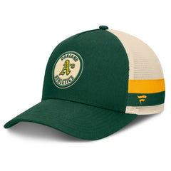 Athletics Fanatics Inherited Side Stripe Trucker Adjustable Hat | MLB Shop