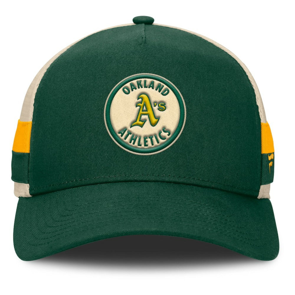 Athletics Fanatics Inherited Side Stripe Trucker Adjustable Hat | MLB Shop