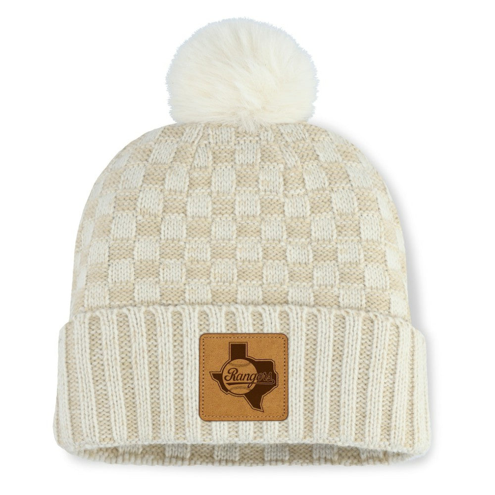 Texas Rangers Fanatics Women's Matchstick Cuffed Knit Hat with Pom- Natural | MLB Online