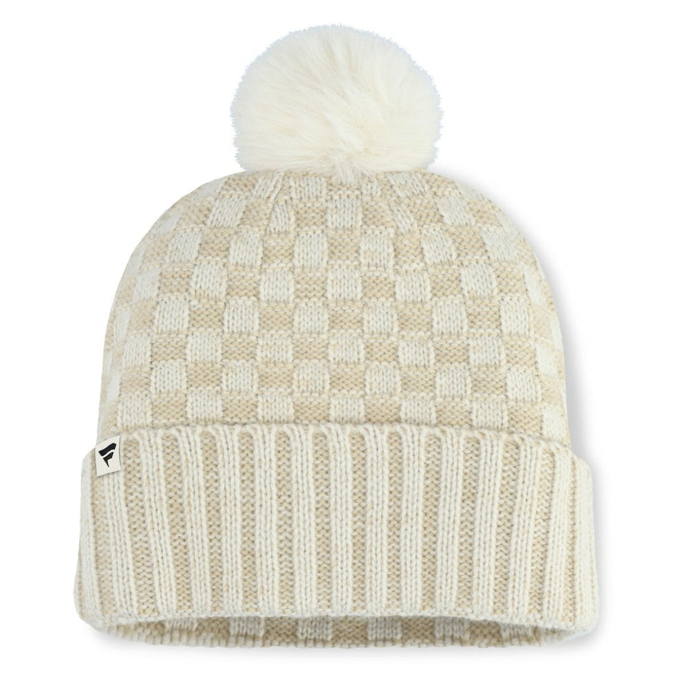 Texas Rangers Fanatics Women's Matchstick Cuffed Knit Hat with Pom- Natural | MLB Online