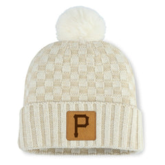 Pittsburgh Pirates Fanatics Women's Matchstick Cuffed Knit Hat with Pom- Natural | MLB On Sale