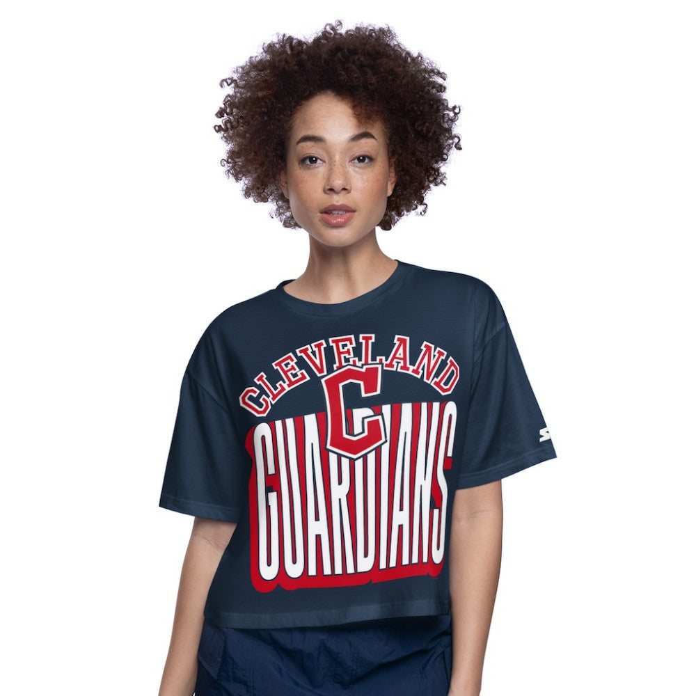 Cleveland Guardians Starter Women's Play the Ball Boxy Cropped T-Shirt | MLB On Sale